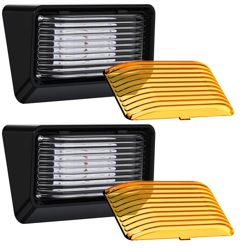 Leisure LED 2 Pack RV Exterior Porch Utility Light 12v 280 Lumen Lighting Fixture. Replacement Lighting for RVs, Trailers, Campers, 5th Wheels Black Base, Clear and Amber Lens (Black, 2-Pack) - Image 1
